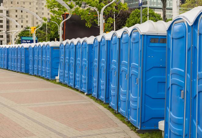 Seasonal porta potty units set up at a Marietta, Georgia venue